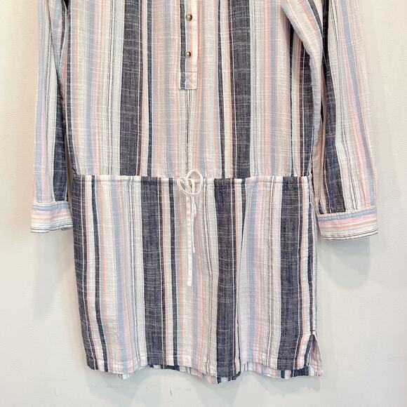 Xirena Sorento Striped Button Tie Tunic Dress Pink Size M - Picture 3 of 8